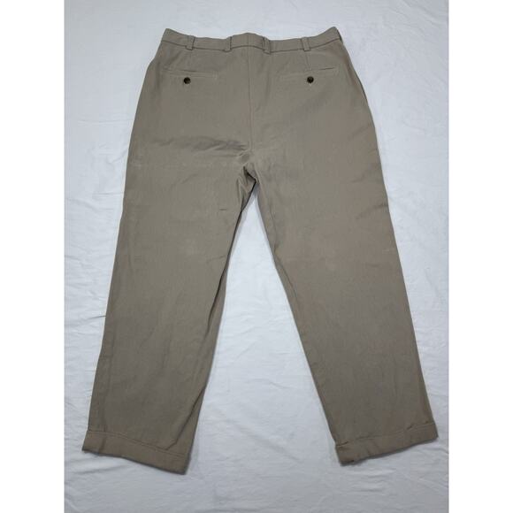 Brooks Brothers Elliot Pants Mens 36x30 Khaki Pleated Chino Cuffed Cotton Preppy - Picture 5 of 6